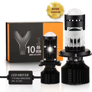 1.5'' Bi LED Y10MAX H4 LED Mini Projector Lens 80W 16000LM LED Headlight Projector Bulb Mini Bi LED Lens Bulb for Auto H4 H7