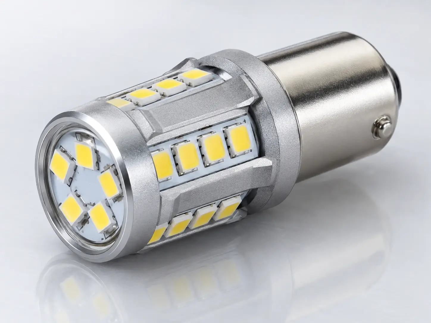 1156 LED bulb with the single-contact BA15S base shown close up