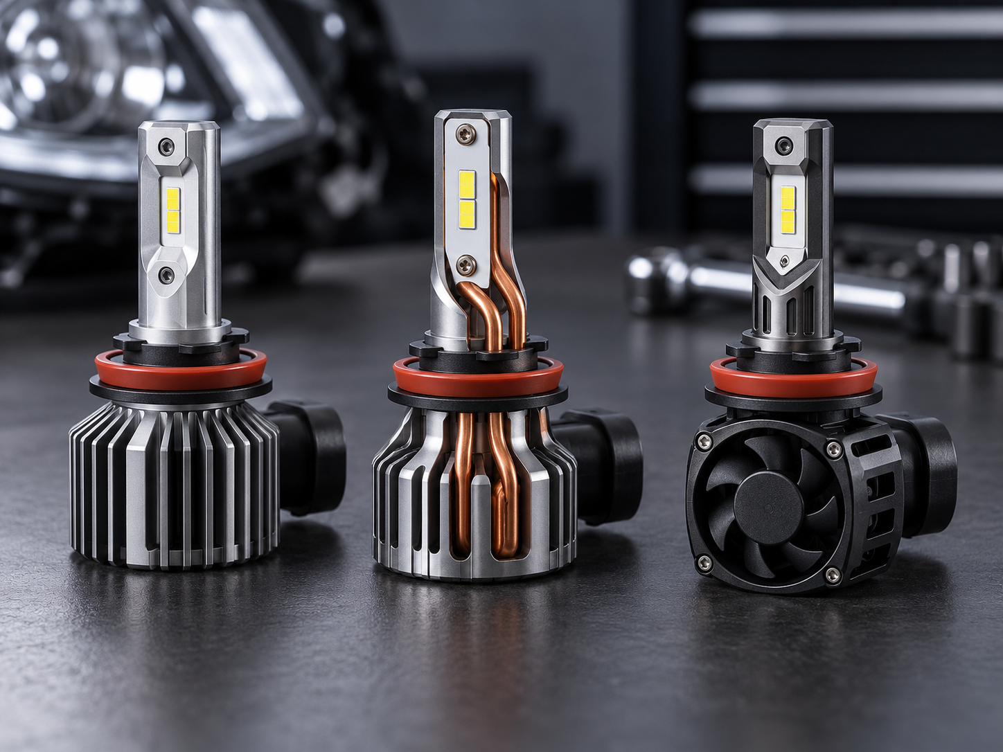 H11 LED headlight bulb color boxes packed in an outer carton for distributor shipment