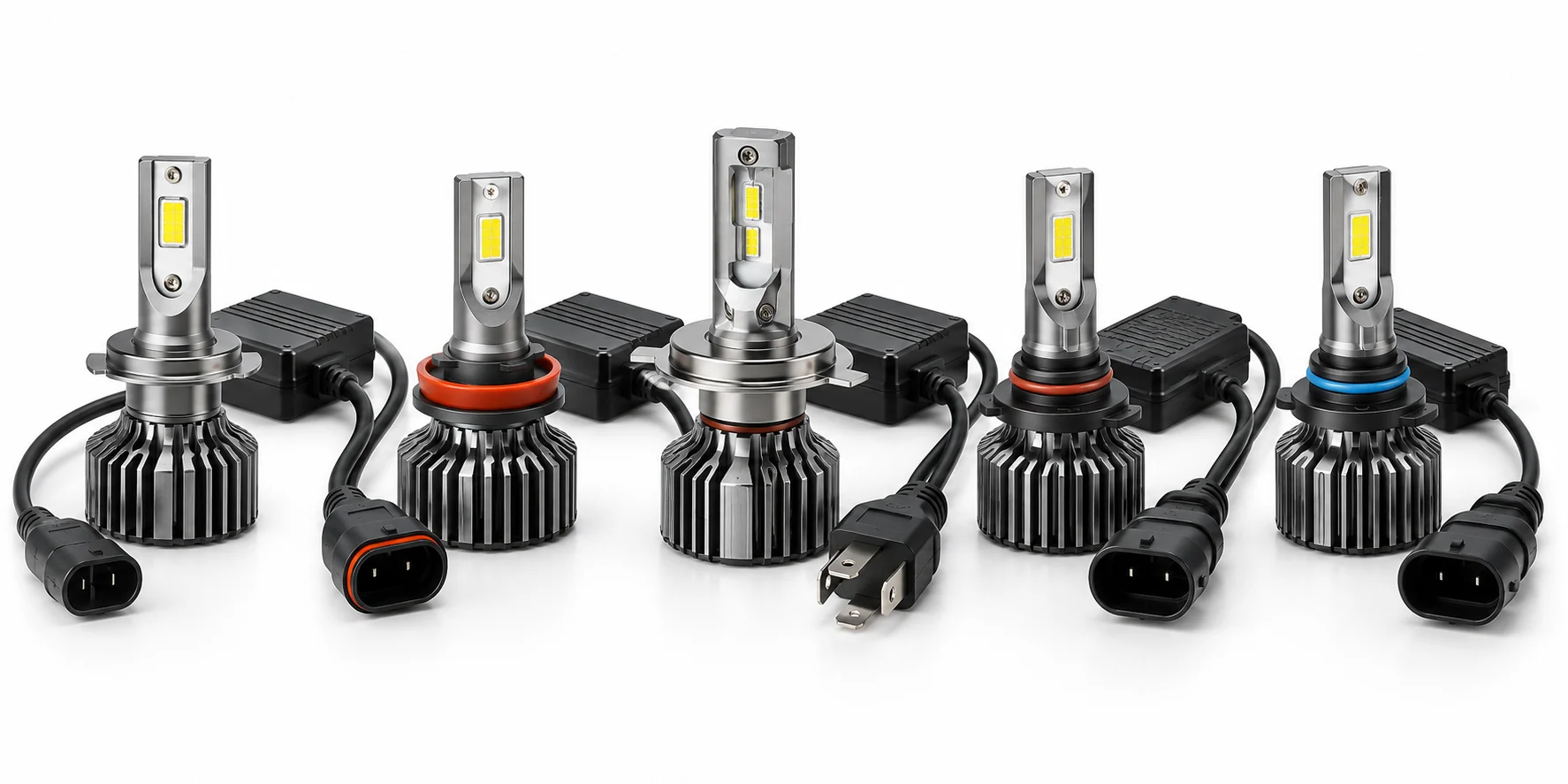 Aluminum 6063 LED headlight bulb body with an oil-retaining cooling fan