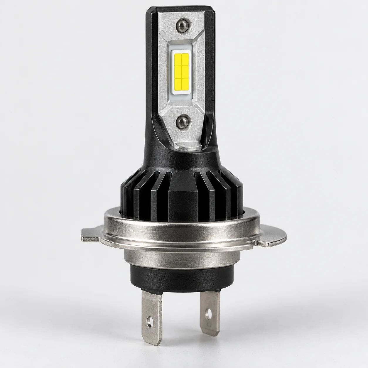 H7 LED headlight bulb with a single-beam base, close-up