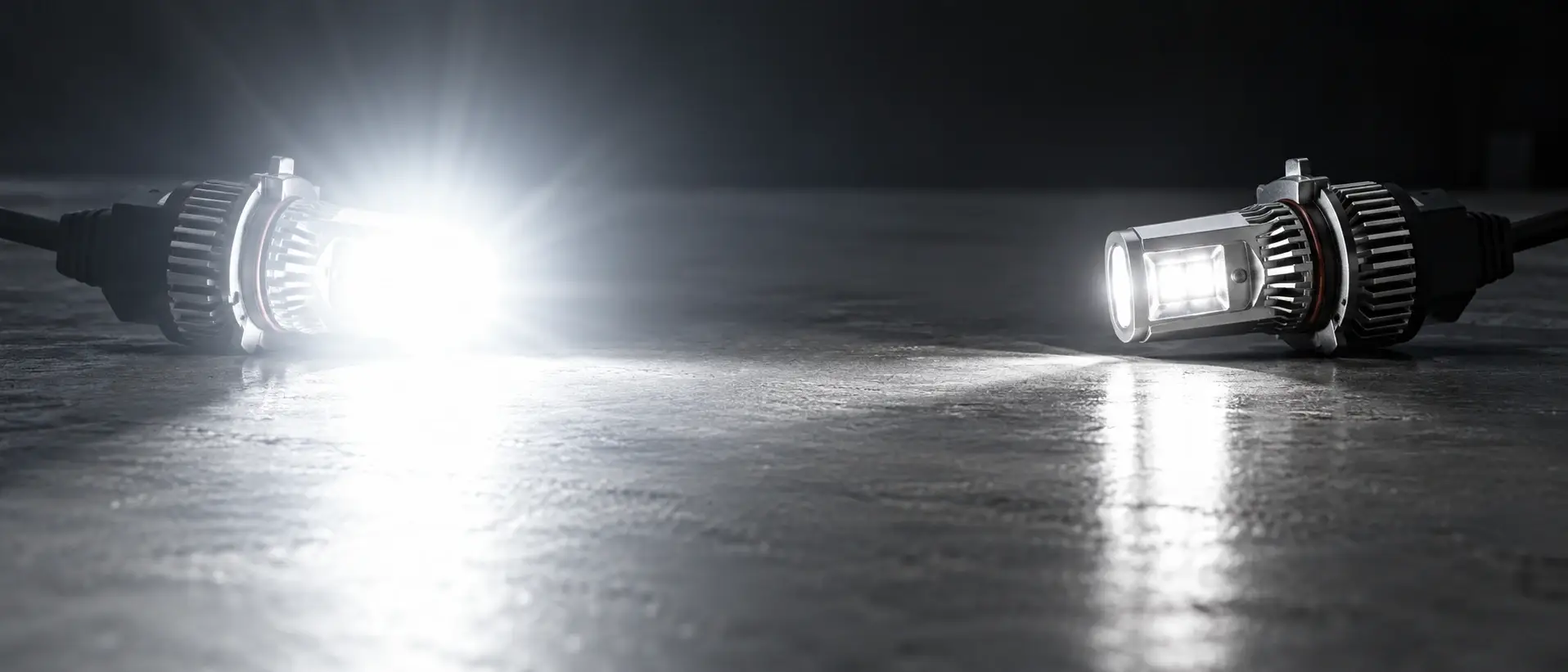 Two LED reverse lights side by side, one dazzling and one with a practical brightness